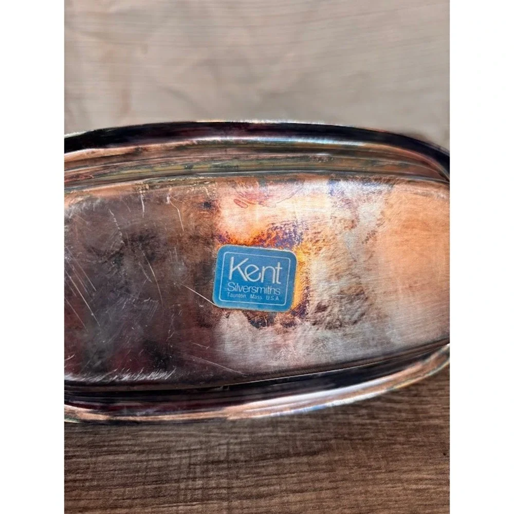 Kent Silversmiths Vintage Silverplate Butter‎ Dish with Glass Liner 3 Piece Set
